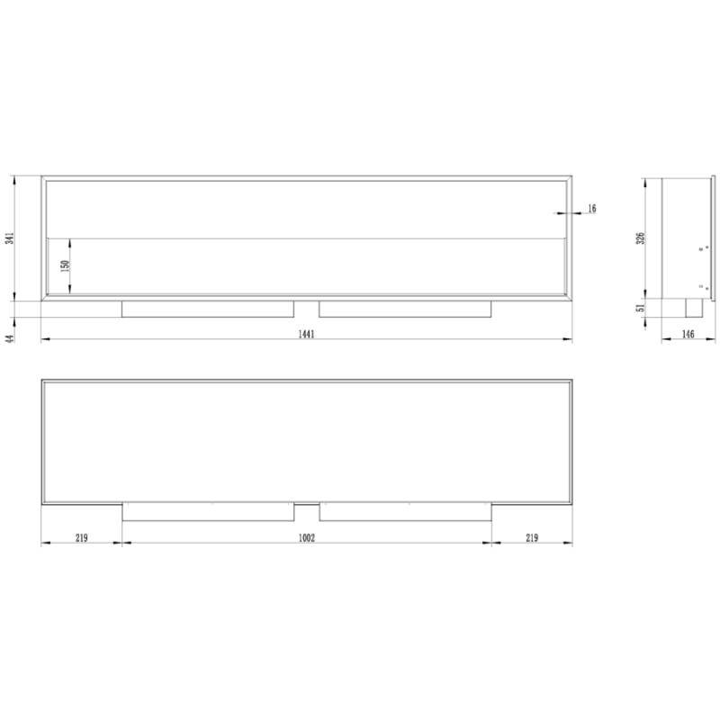 Aflamo Juno 144 z szybą - biokominek ścienny/ do zabudowy