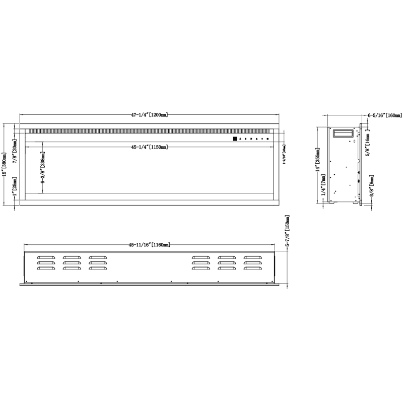 Aflamo Royal PRO 120- kominek elektryczny LED ścienny/do zabudowy