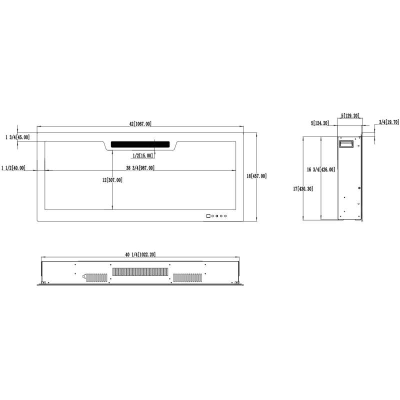 Aflamo Elite 107 - kominek elektryczny LED ścienny/do zabudowy