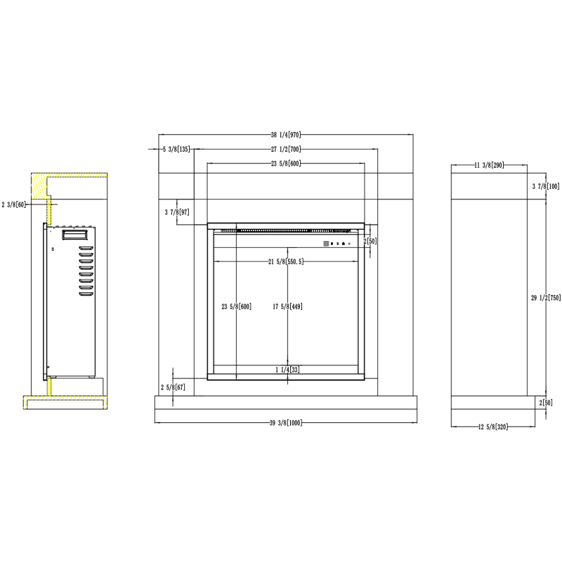 Aflamo Jolo White 3D (60x60) - kominek elektryczny z obudową