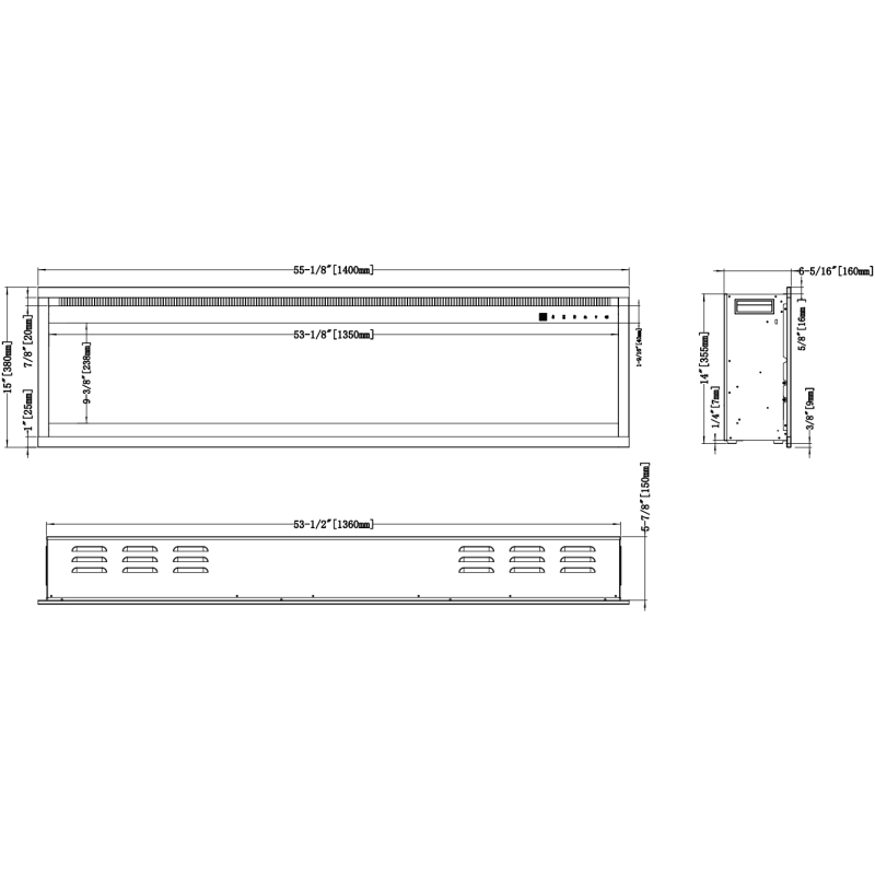 Aflamo Royal PRO 160- kominek elektryczny LED ścienny/do zabudowy