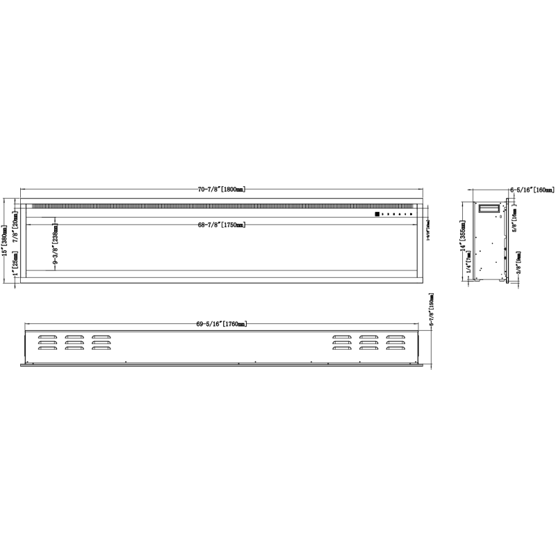 Aflamo Royal PRO 160- kominek elektryczny LED ścienny/do zabudowy