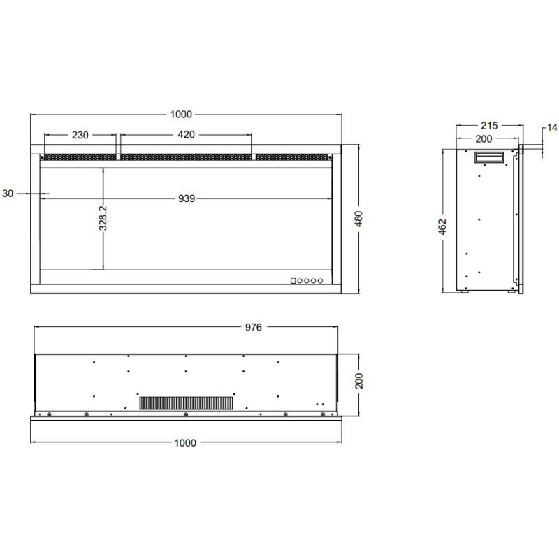 Aflamo Royal 3D 120- kominek elektryczny LED do zabudowy