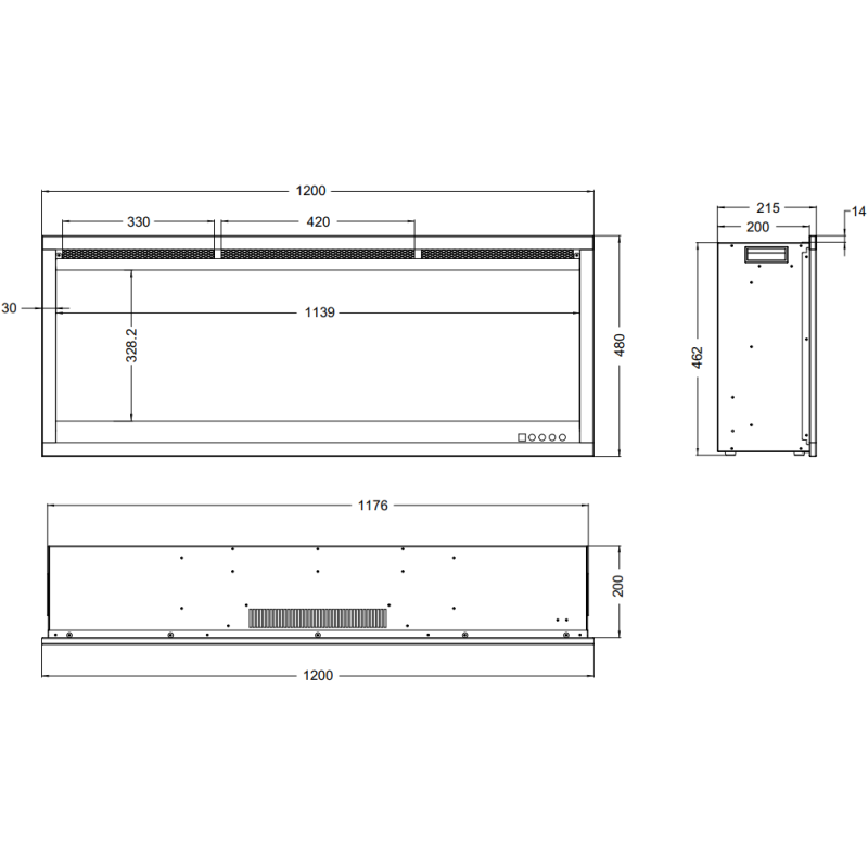 Aflamo Royal 3D 160- kominek elektryczny LED do zabudowy