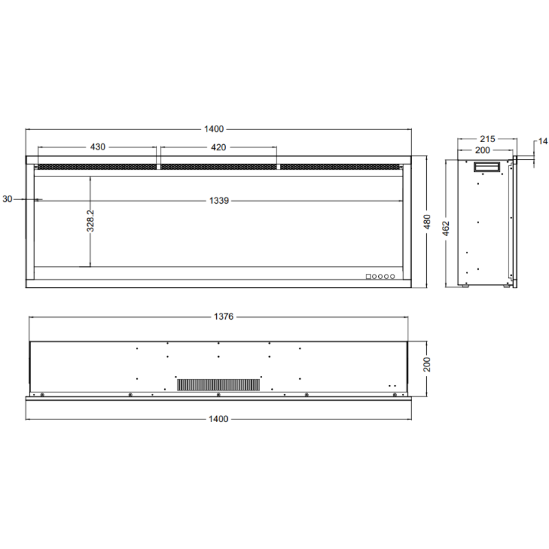 Aflamo Royal 3D 160- kominek elektryczny LED do zabudowy