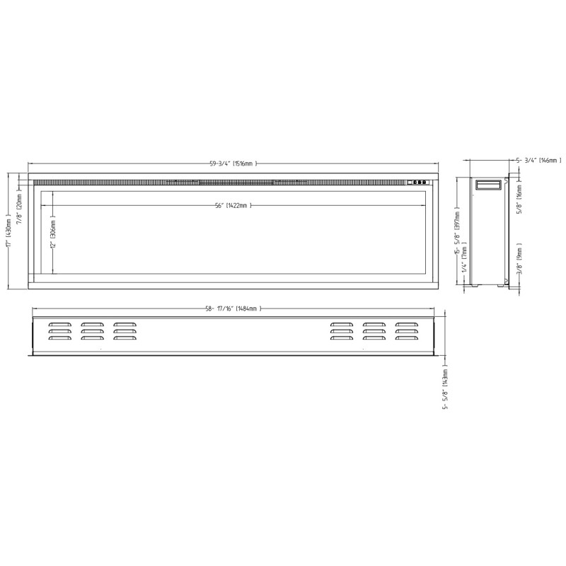 Aflamo Royal 50 - kominek elektryczny LED ścienny /do zabudowy
