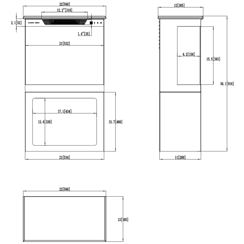 Aflamo Tower + Stand 76- kominek elektryczny LED wolnostojący