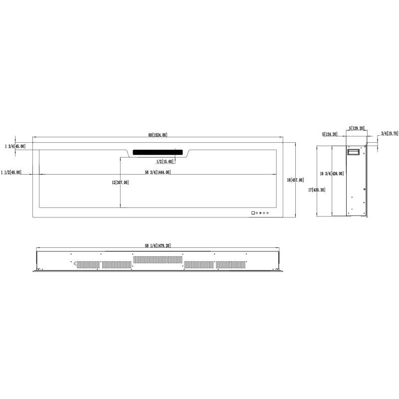 Aflamo Elite 107 - kominek elektryczny LED ścienny/do zabudowy