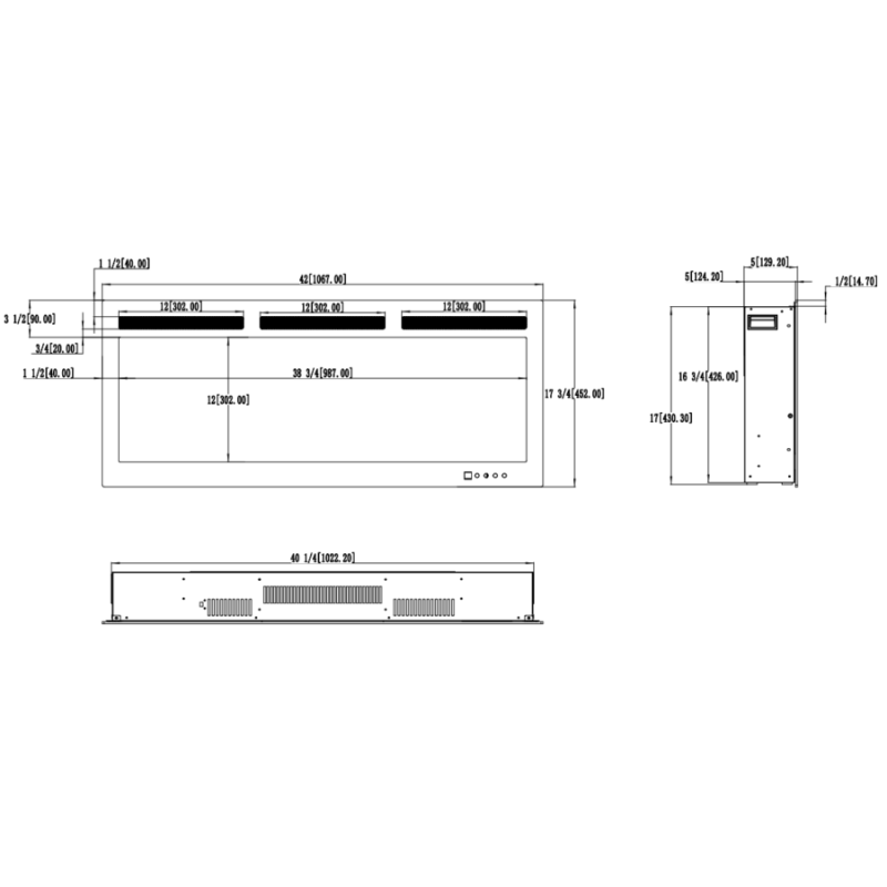 Aflamo Majestic PRO 153 - kominek elektryczny LED ścienny/do zabudowy