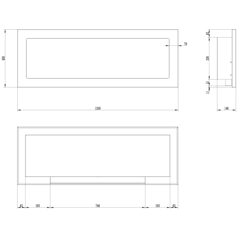Aflamo Honos 155 - biokominek ścienny/ do zabudowy