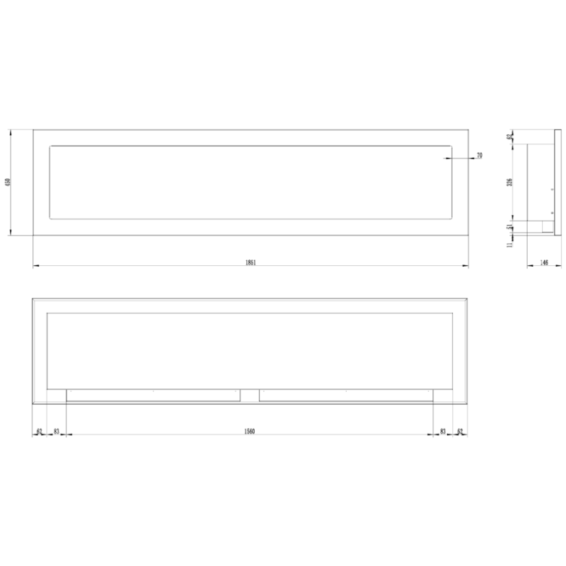Aflamo Honos 155 - biokominek ścienny/ do zabudowy