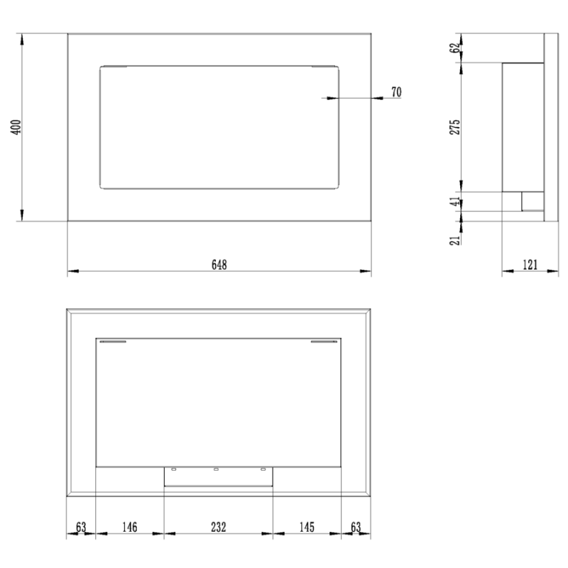 Aflamo Honos 155 - biokominek ścienny/ do zabudowy