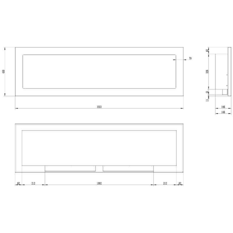 Aflamo Honos 65 - biokominek ścienny/ do zabudowy