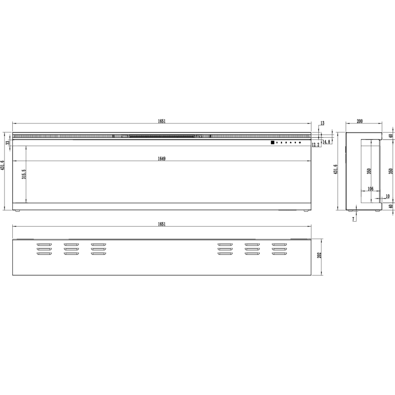 Aflamo Unique 107-kominek elektryczny LED ścienny/do zabudowy