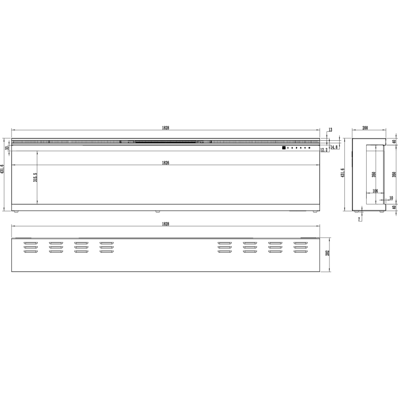 Aflamo Unique 127-kominek elektryczny LED ścienny/ do zabudowy