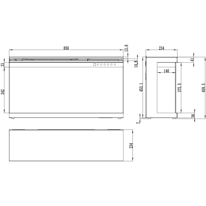 Aflamo Unique 127-kominek elektryczny LED ścienny/ do zabudowy