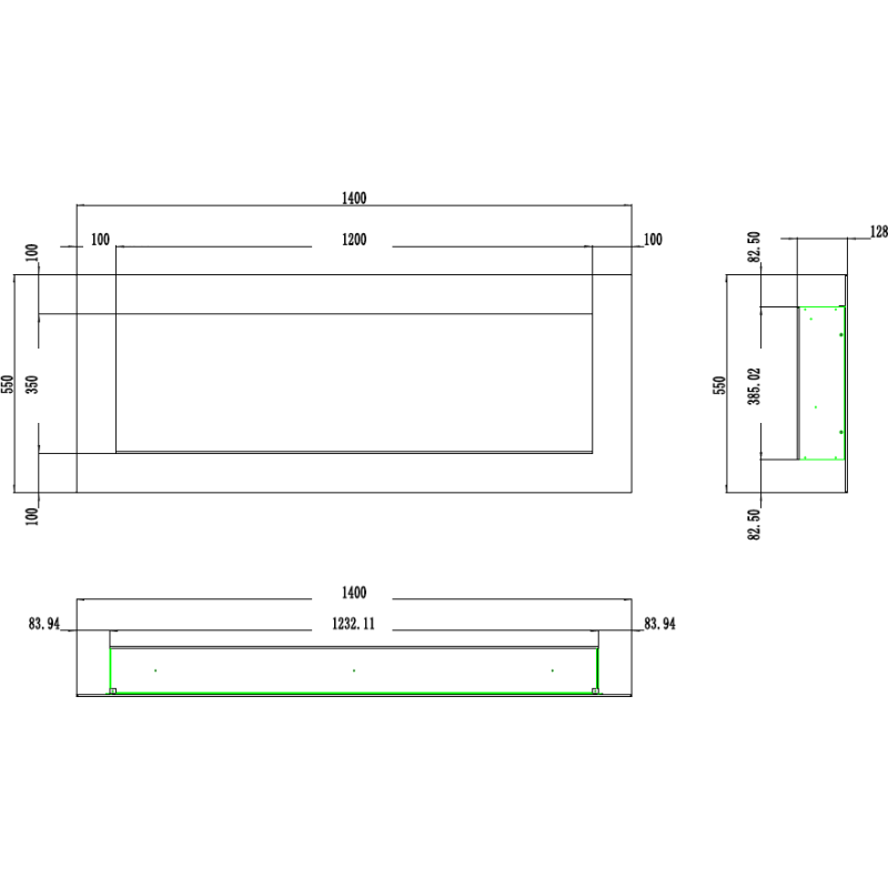 Aflamo Pride B166 - kominek elektryczny LED ścienny/do zabudowy/bez grzania