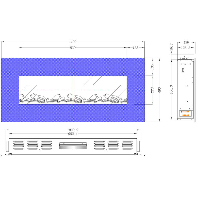 Aflamo Albion 36 NH-ścienny/do zabudowy/bez grzania