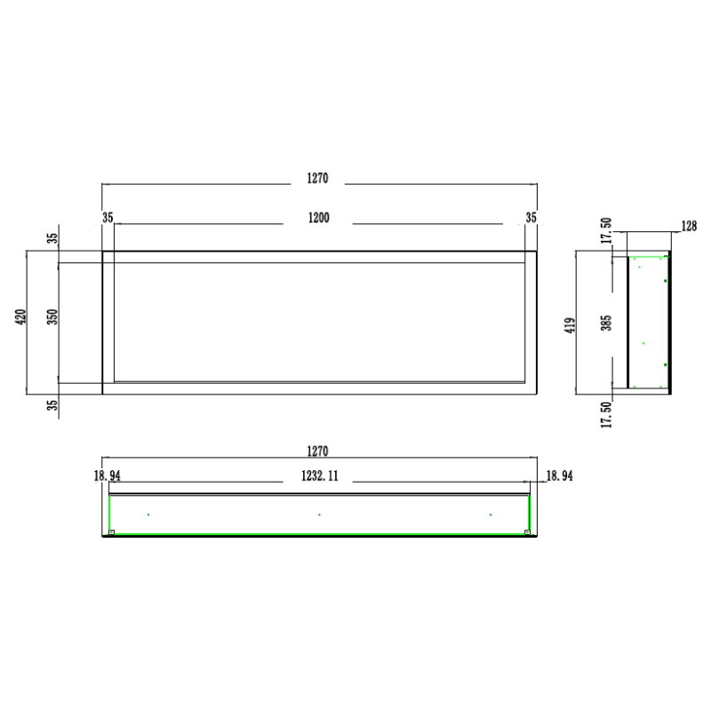 Aflamo Pride S 115 - kominek elektryczny LED ścienny/do zabudowy/bez grzania