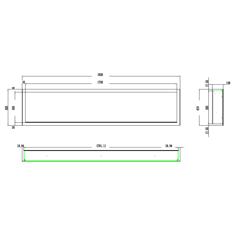Aflamo Pride S 115 - kominek elektryczny LED ścienny/do zabudowy/bez grzania